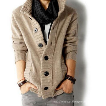 Alta Qualidade Inverno Thick Stand Collar Ment da camisola / Knitting Coat